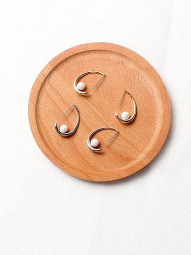 Copper Imitation Pearl Geometric Minimalist Hook Trend Korean Fashion Earring