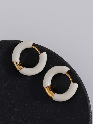 18k gold [beige] Brass Acrylic Round Trend Hoop Earring
