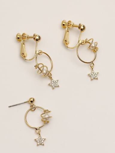 Brass Cubic Zirconia Star Vintage Drop Trend Korean Fashion Earring