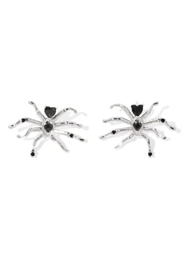 Brass Cubic Zirconia Bug Hip Hop Spider Earring