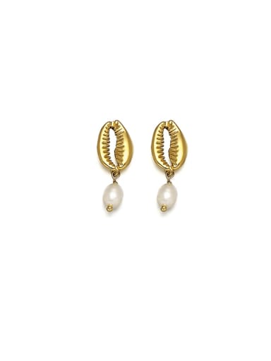 Brass Imitation Pearl Geometric Vintage Drop Earring