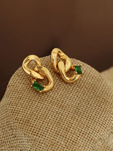 Brass Cubic Zirconia Geometric Vintage Drop Earring