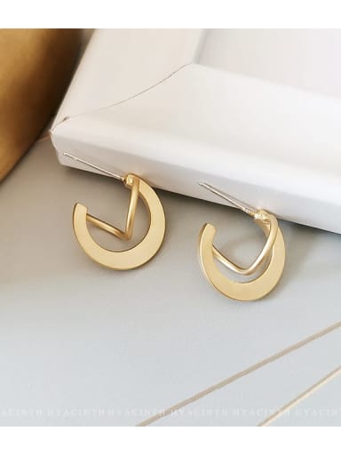 Dumb gold Copper Smooth Geometric Minimalist Stud Trend Korean Fashion Earring