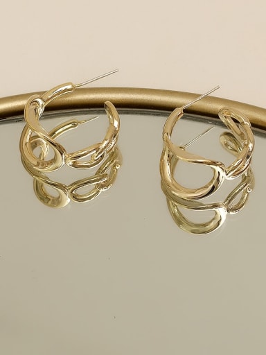 golden Brass Geometric Minimalist Stud Trend Korean Fashion Earring
