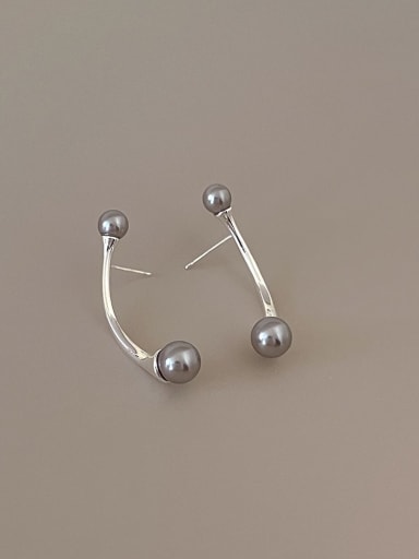 platinum earrings Brass Imitation Pearl Geometric Minimalist Stud Earring