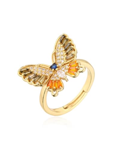 11147 Brass Cubic Zirconia Butterfly Trend Band Ring