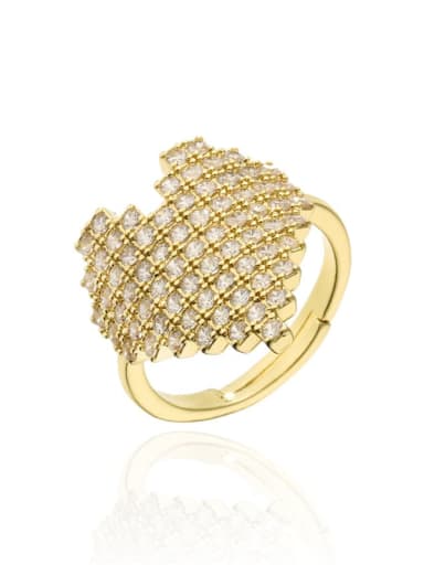 10918 Brass Cubic Zirconia Heart Vintage Band Ring