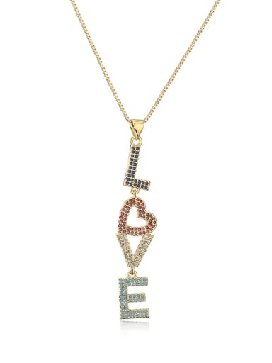 Brass Cubic Zirconia Letter Dainty Necklace