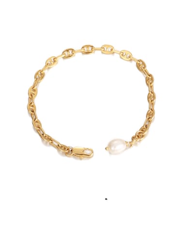 Brass Imitation Pearl Irregular Minimalist Bracelet