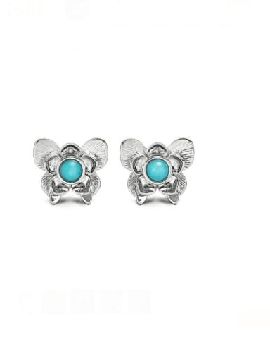 Blue natural stone Brass Turquoise Butterfly Vintage Stud Earring