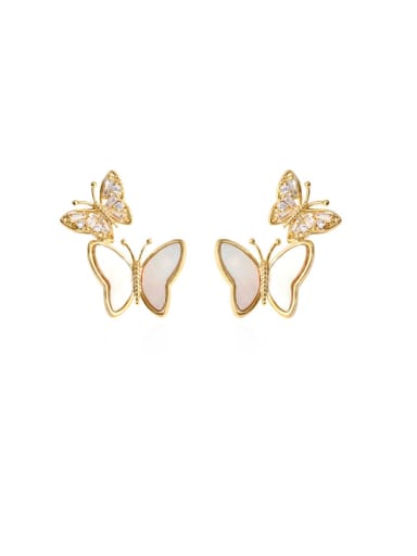 Brass Shell Butterfly Minimalist Drop Trend Korean Fashion Earring