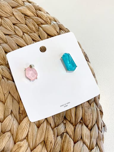 Blue Pink Alloy Acrylic Geometric Minimalist asymmetrical Stud Earring/Multi-Color Optional