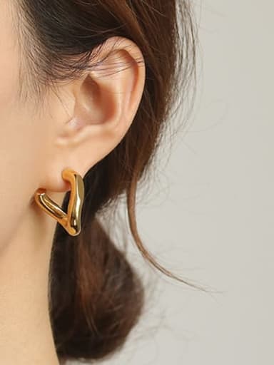 Brass Heart Minimalist Simple twisted lines Stud Earring