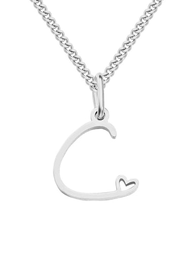 C  steel color Stainless steel Letter Minimalist Necklace