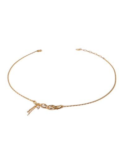 Brass Freshwater Pearl Tassel Vintage Necklace