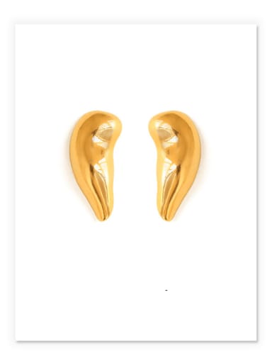 Brass Minimalist  Smooth beans Stud Earring