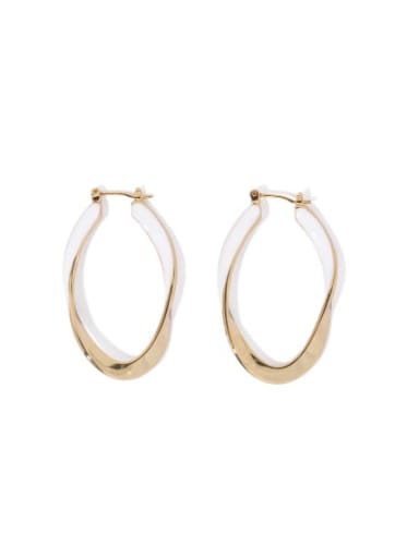 Clause 2 (4.1cm*2.6cm) Brass Enamel Geometric Minimalist Huggie Earring