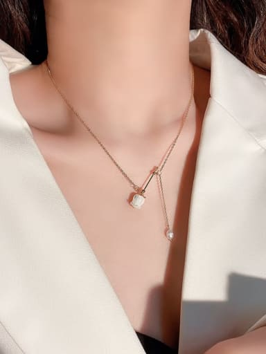 Zinc Alloy Shell White Heart Trend Lariat Necklace