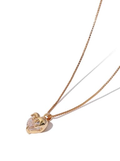 Brass  Vintage Heart Pendant Necklace