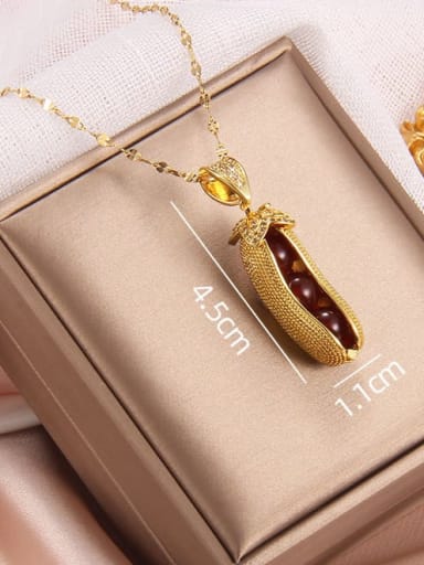 Red a229 Copper Cubic Zirconia Irregular Trend Groundnut  Pendant Necklace