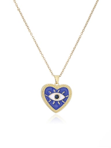 21231 Brass Cubic Zirconia Enamel  Minimalist Heart Pendant Necklace