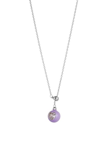 Purple Dropping Oil Necklace Brass Enamel Minimalist Heart Earring and Necklace Set