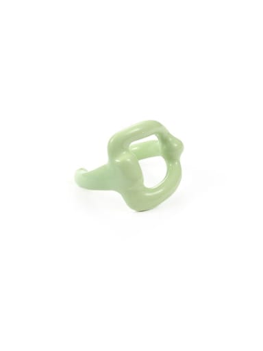 Green hollow out (No. 6 and No. 7) Zinc Alloy Enamel Geometric Minimalist Stackable Ring
