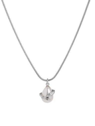 Titanium Steel Imitation Pearl Water Drop Hip Hop Necklace