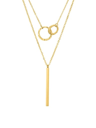 golden Stainless steel rectangle Minimalist Lariat Necklace