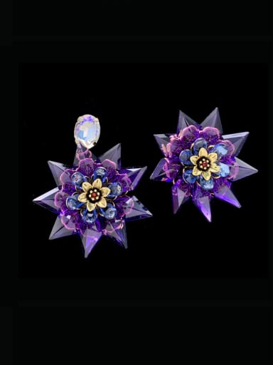 Zinc Alloy Glass Stone Flower Luxury Cluster Earring