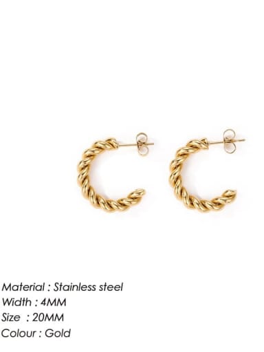 20MM Golden YE35953 Stainless steel Geometric Minimalist Twist C Shape Stud Earring