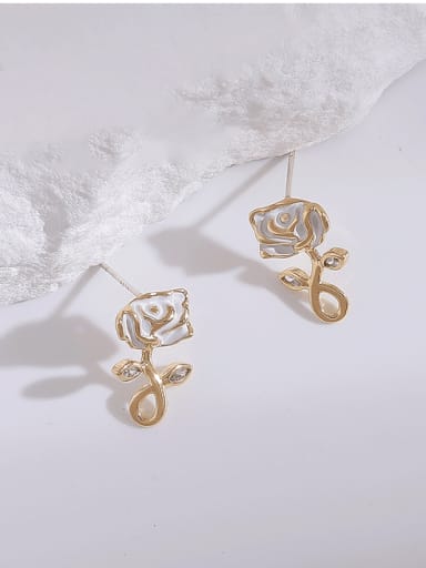 Brass Enamel Rosary Cute Stud Earring