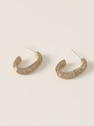 Brass Cubic Zirconia Geometric Minimalist Stud Trend Korean Fashion Earring