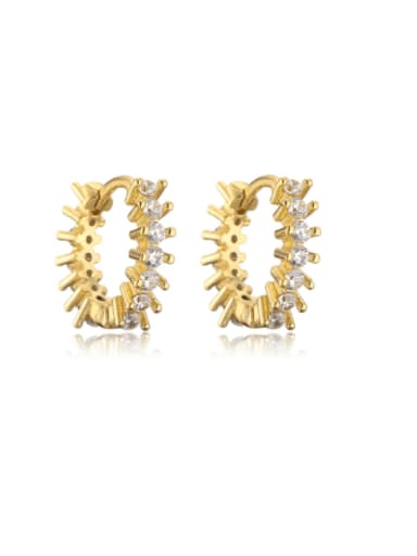 42394 Brass Cubic Zirconia Geometric Vintage Huggie Earring