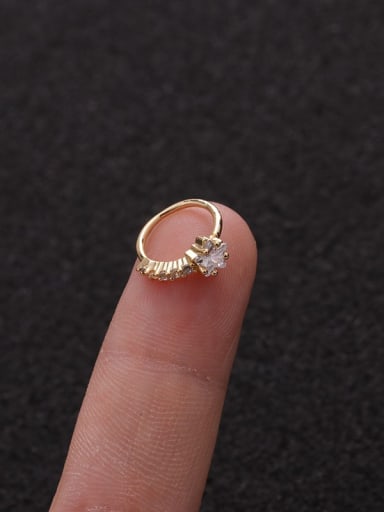 Gold star(Single) Brass Cubic Zirconia Heart Cute Huggie Earring