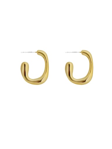 Brass Smooth Geometric Vintage Huggie Earring
