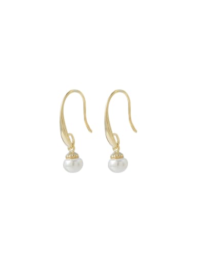 Brass Imitation Pearl Geometric Dainty Hook Earring