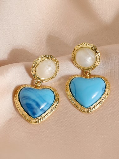 14k Gold [Earrings] Brass Enamel Heart Minimalist Drop Earring