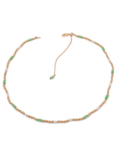 Brass Bead Geometric Vintage Beaded Necklace