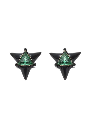 Brass Cubic Zirconia Triangle Minimalist Stud Earring