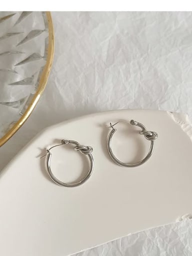 White K silver needle Copper Hollow Round Minimalist Hoop Trend Korean Fashion Earring
