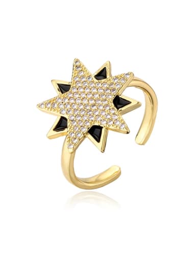 Brass Cubic Zirconia Five-Pointed Star Vintage Band Ring