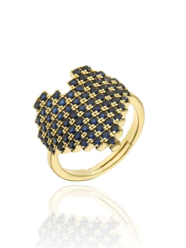 10919 Brass Cubic Zirconia Heart Vintage Band Ring
