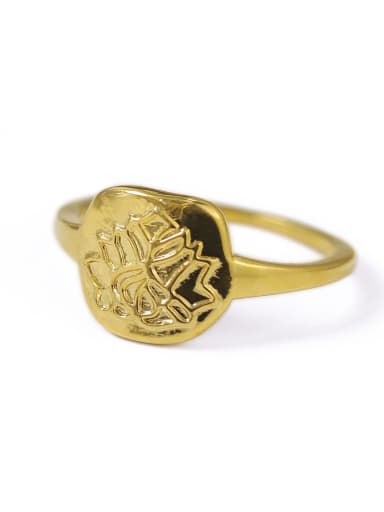 Brass Geometric Flower Vintage Band Ring