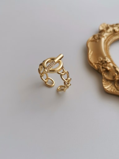 Copper Cubic Zirconia Round Artisan Fashion Ring