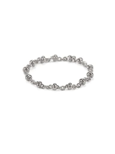Silver Bead Chain Brass Bead Geometric Minimalist Midi Ring