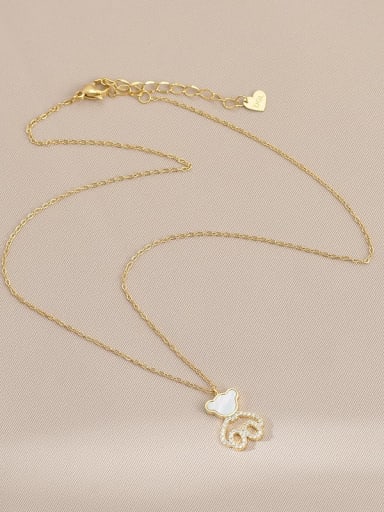 Gold XL62916 Brass Cubic Zirconia Bear Cute Necklace
