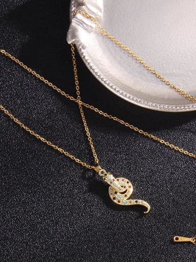 Color snake 4 a394 Copper Cubic Zirconia Snake Trend Necklace