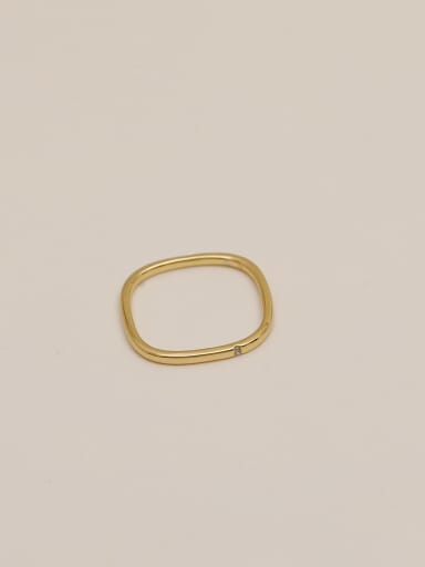 Brass Rhinestone Geometric Minimalist Band Fashion Ring