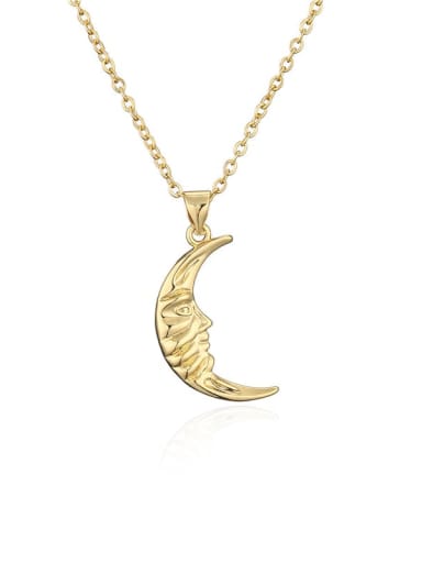 Brass Vintage Moon Pendant Necklace